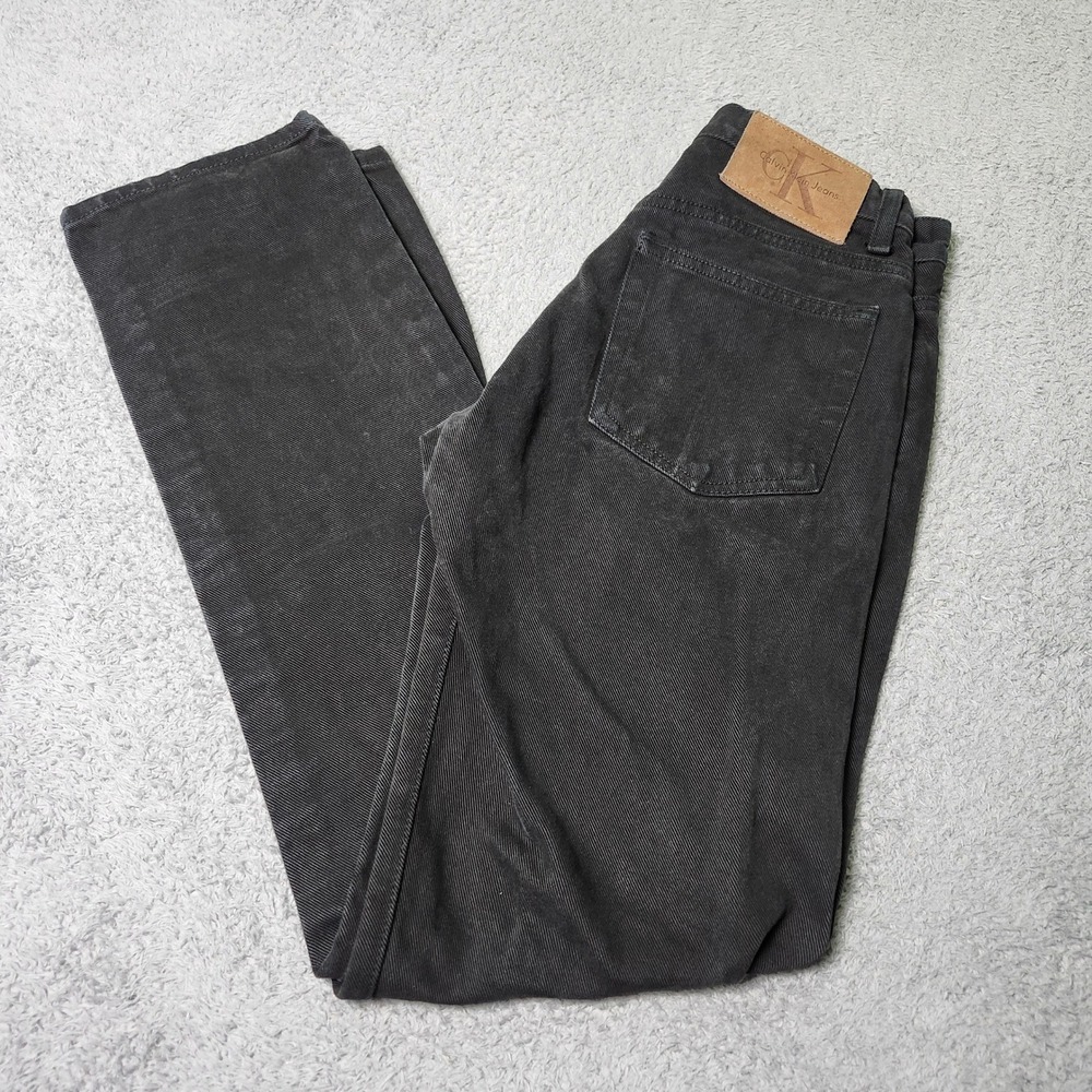 Calvin Klein Womens 3 Jeans Faded Black Vintage 90s High Rise Straight Leg Denim